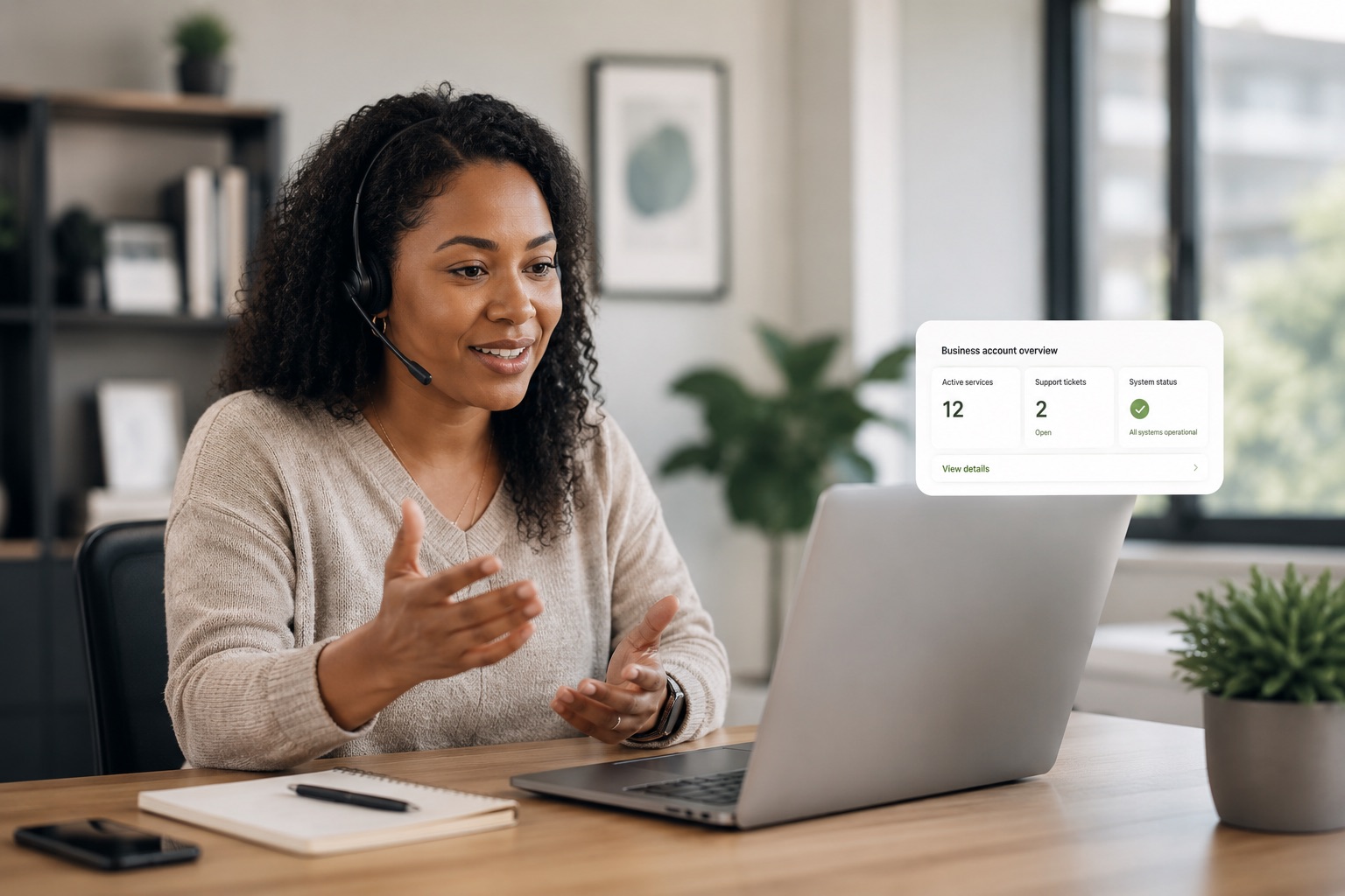 Connect Mobile account specialist speaking directly with a client on a support call