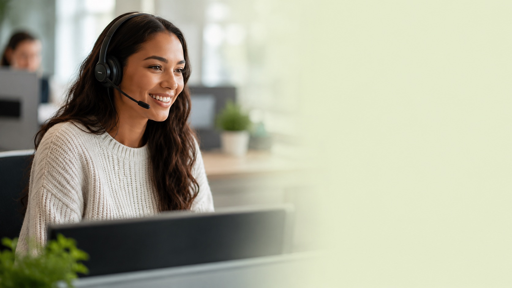 Connect Mobile support specialist with headset, ready to help